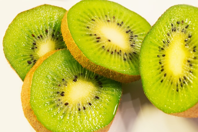 Closeup of some slices of kiwi fruit.