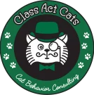 Class Act Cats logo with a green circle and a cartoon cat inside wearing a top hat and monocle.